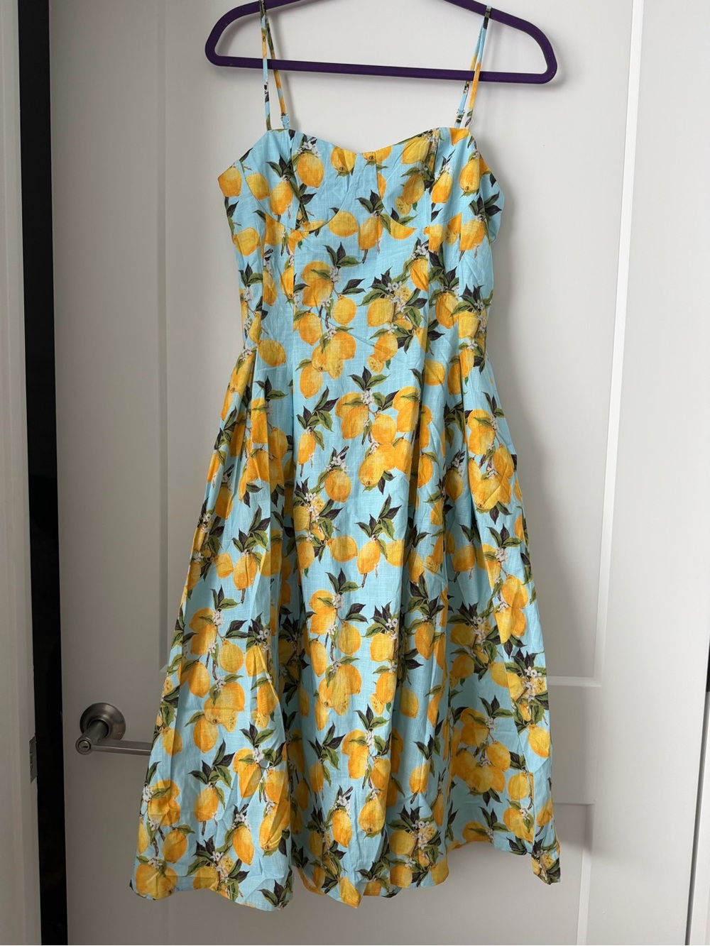 Lemon Print Sundress in Light Blue